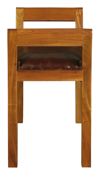 Wilson Genuine Leather Single Seater Stool/Bench (Light Pecan)