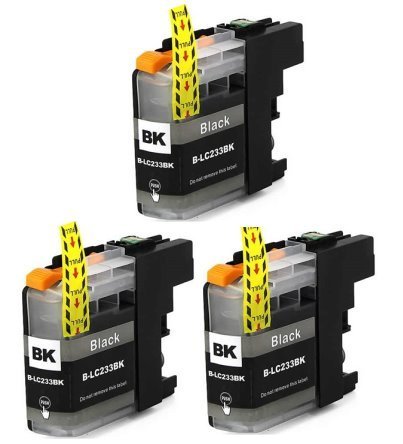 Compatible Premium Ink Cartridges LC233BK  Black Triple Pack  - for use in Brother Printers