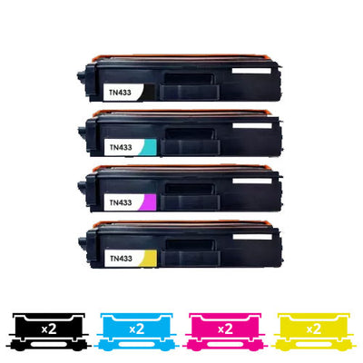 Compatible Premium 8-Pack Brother TN443 Compatible Toner Combo [2BK,2C,2M,2Y] - for use in Brother Printers