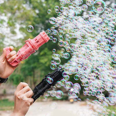 Gatling Bubble Gun Summer Soap Water Bubble Machine Kids Toys With Light Music Black