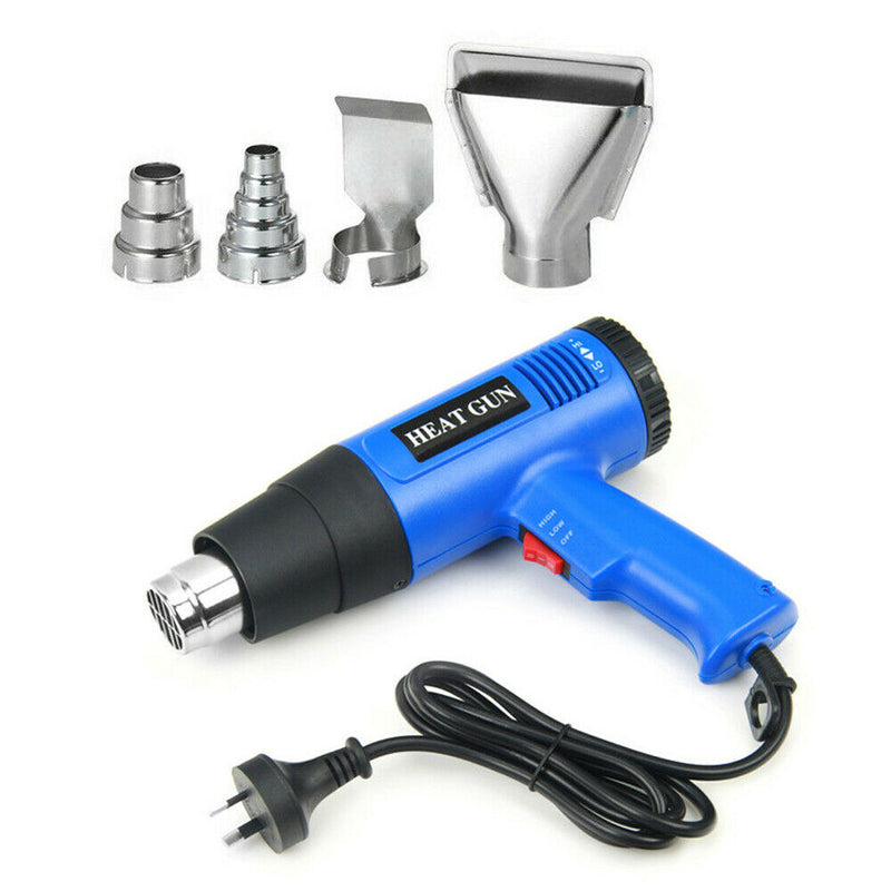 2000W Electric Heat Gun Hot Air Adjustable Temperature w/4 Nozzles Heating Tool