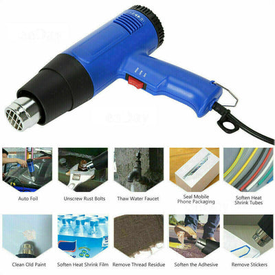 2000W Electric Heat Gun Hot Air Adjustable Temperature w/4 Nozzles Heating Tool