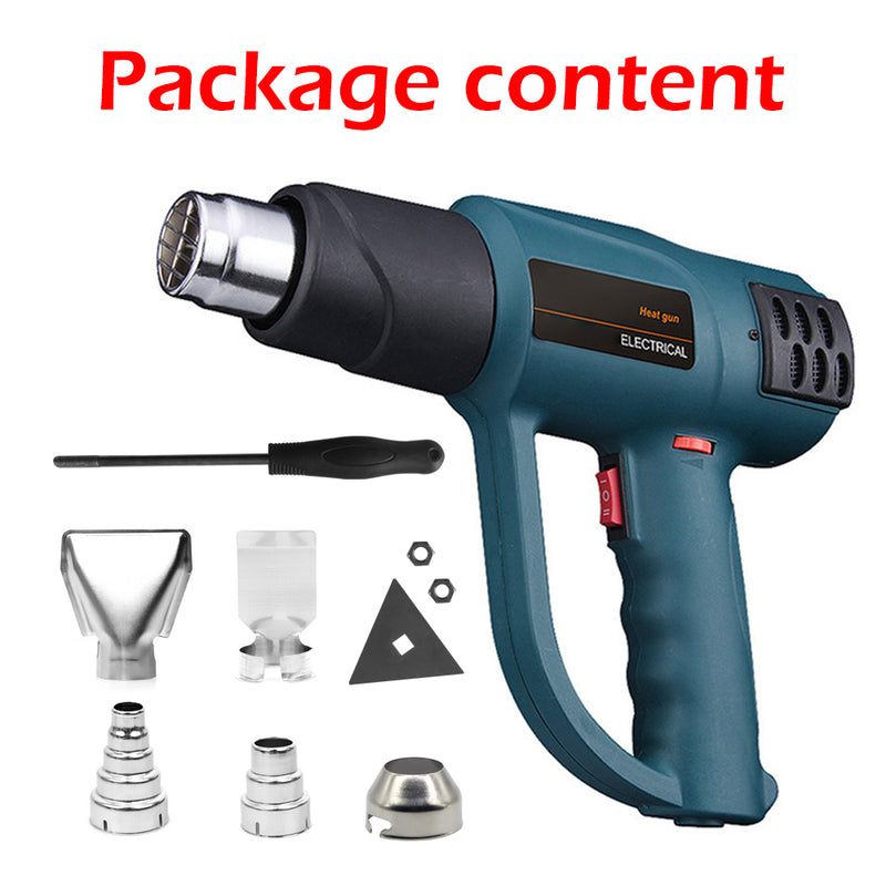 2000W Electric Heat Gun LCD 50-650℃ Temperature Air Heating Power Tool + Nozzles