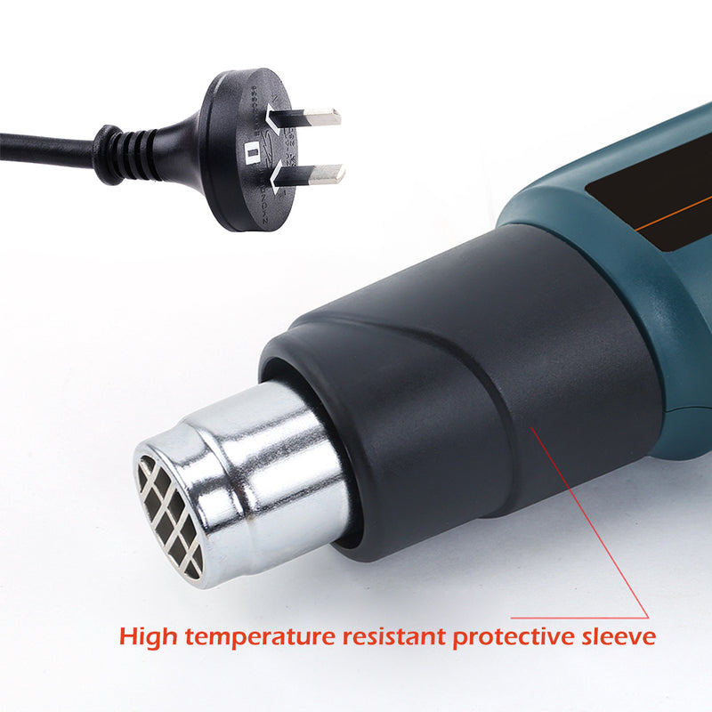 2000W Electric Heat Gun LCD 50-650℃ Temperature Air Heating Power Tool + Nozzles