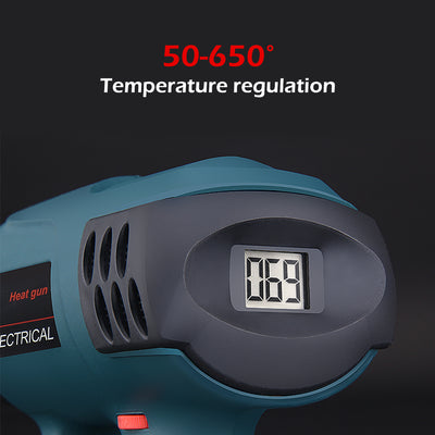 2000W Electric Heat Gun LCD 50-650℃ Temperature Air Heating Power Tool + Nozzles