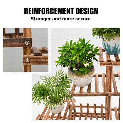 6-Tier Wooden Plant Stand Flower Pot Planter Rack Shelf Bonsai Holder Indoor Garden Dec