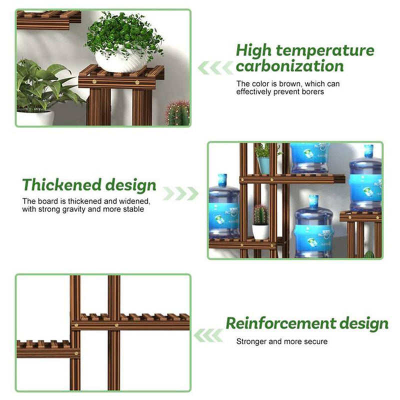 6-Tier Wooden Plant Stand Flower Pot Planter Rack Shelf Bonsai Holder Indoor Garden Dec