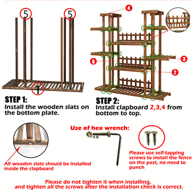 6-Tier Wooden Plant Stand Flower Pot Planter Rack Shelf Bonsai Holder Indoor Garden Dec