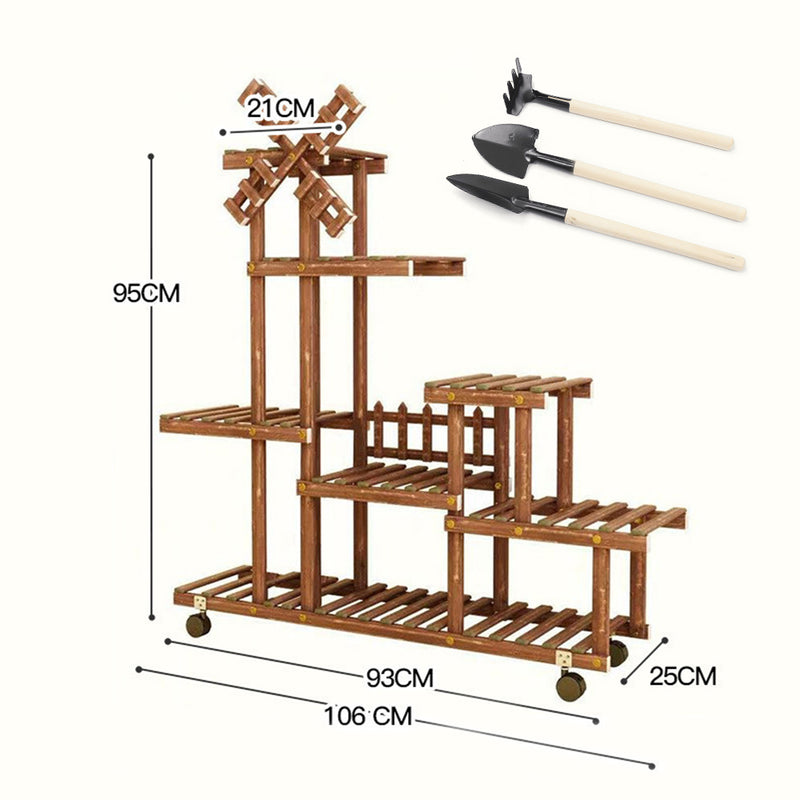 6 Tier Wooden Plant Stand Flower Pot Holder Shelf Rack Display Indoor Outdoor AU