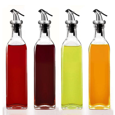 4PCS 500ml Olive Oil Vinegar Pourer Dispenser Cooking Glass Bottle Kitchen Tools