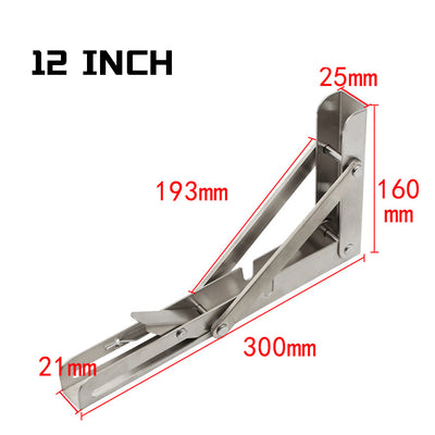 2PCS 12'' Folding Table Bracket Stainless Steel Wall Shelf Bench