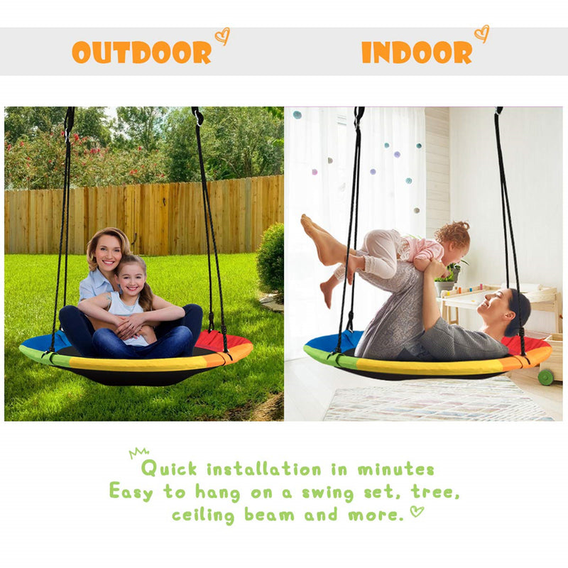 100cm Kids Flying Saucer Tree Swing Outdoor Round Swing Hammock Chair Yard Play