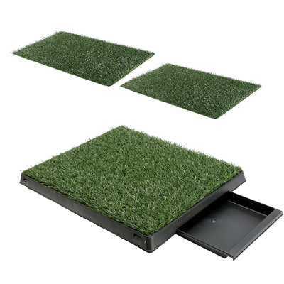 Indoor Dog Pet Potty Training Portable Toilet Large Loo Pad Tray + 2 Grass Mat