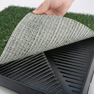 Indoor Dog Pet Potty Training Portable Toilet Large Loo Pad Tray + 2 Grass Mat