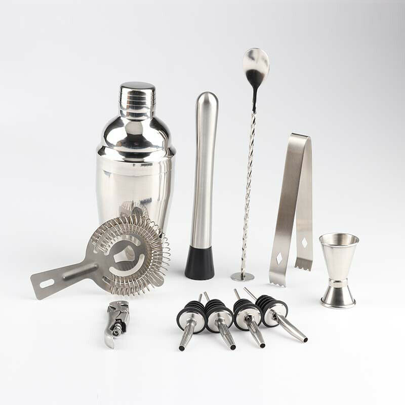 12Pcs Cocktail Shaker Set Mixer Martini Spirits Bar Strainer Bartender Kit 750ML