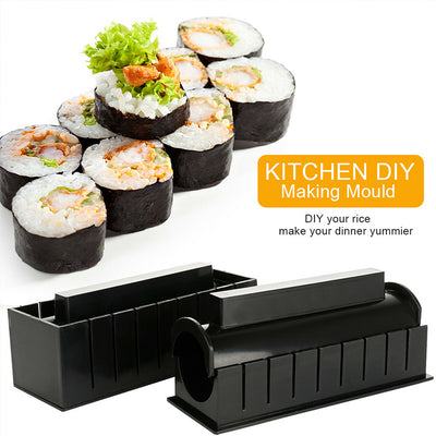 11PCS Sushi Maker Kit Rice Roll Mold Kitchen Gadgets DIY Chef Mould Roller Tool