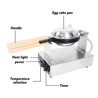 Commercial Electric Egg Puff Bubble Cake Waffle Egg Maker Machine Nonstick