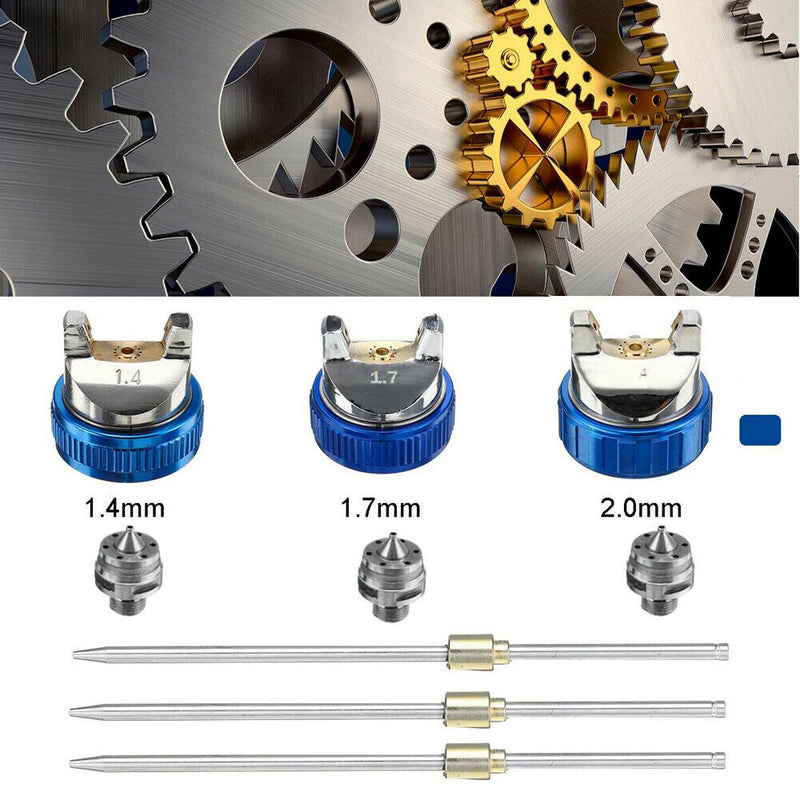 Spray Gun HVLP Gravity Gun Paint Feed Air Spray Gun Kit 3 Nozzle 1.4mm 1.7mm 2mm