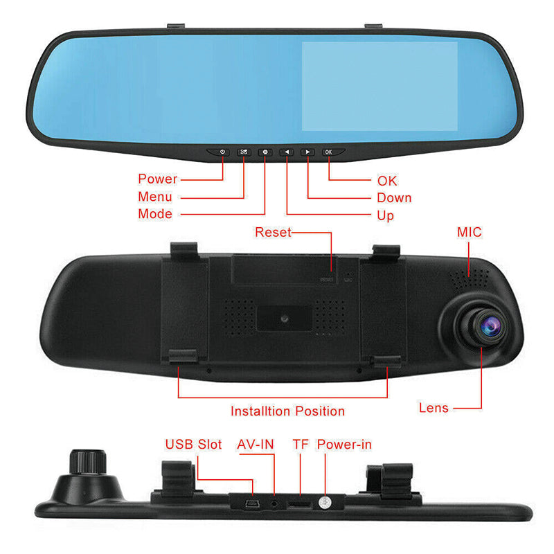 1080P Rear View Reversing Mirror 4.3&