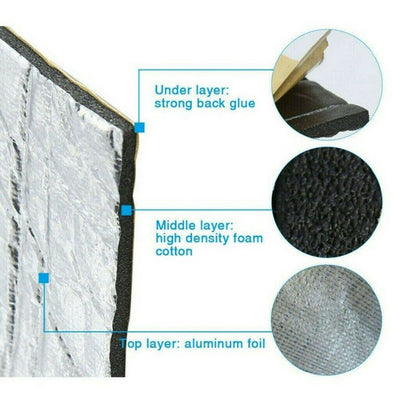 2M*1M 10mm Sound Deadener Car Heat Shield Insulation Deadening Noise Proofing Foam