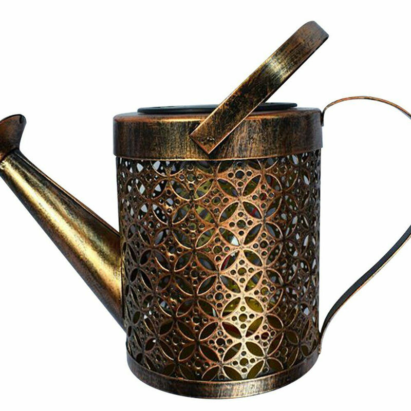 LED Solar Watering Can String Light Shower Outdoor Garden Art Tree Decor Lamp