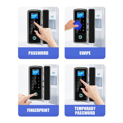 Smart Door Lock For Glass Door Fingerprint Lock Password APP Card for Frameless