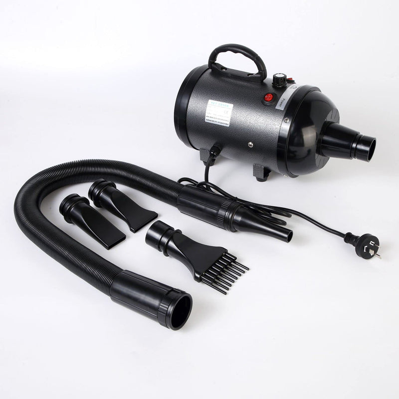 2800W Dog Dryer High Velocity Pet Dog Pet Blow Dryer Adjustable Speed 4 Nozzles Black