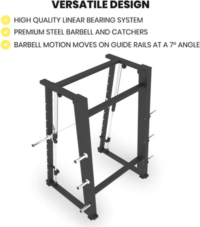 Sardine Sport Commercial Grade Smith Machine Cable Machine, 3.5mm Thickness Heavy Duty Steel, Plate Holder