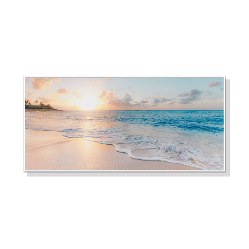 50cmx100cm Ocean and Beach White Frame Canvas