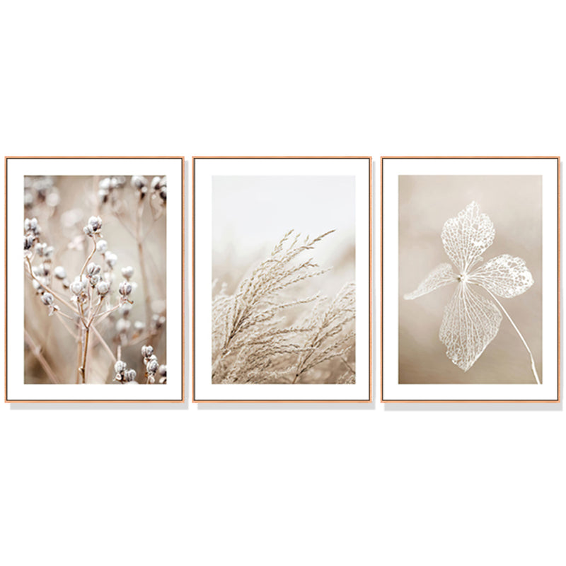 40cmx60cm Dried Flower 3 Sets Wood Frame Canvas Wall Art