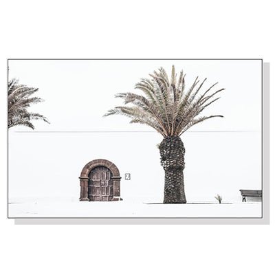 70cmx100cm European Palm Tree White Frame Canvas Wall Art