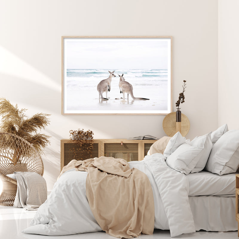 Wall Art 70cmx100cm Kangaroo Wood Frame Canvas