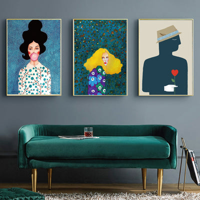 Wall Art 40cmx60cm Modern Figure 3 Sets Gold Frame Canvas