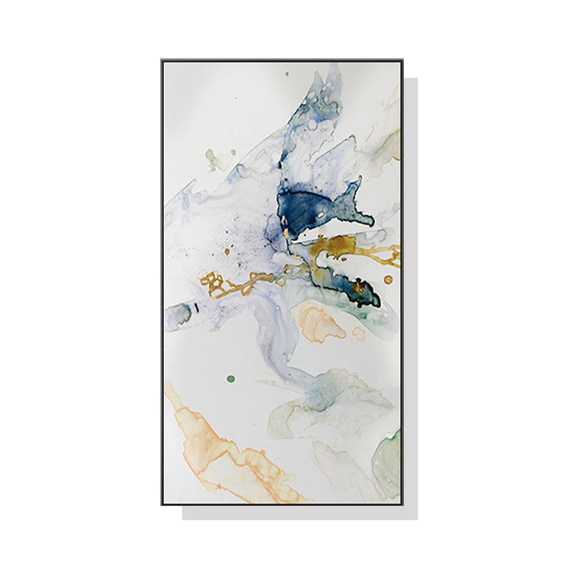 40cmx80cm Abstract Watercolour Style Black Frame Canvas Wall Art