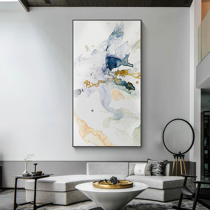 Wall Art 50cmx100cm Abstract Watercolour Style Black Frame Canvas