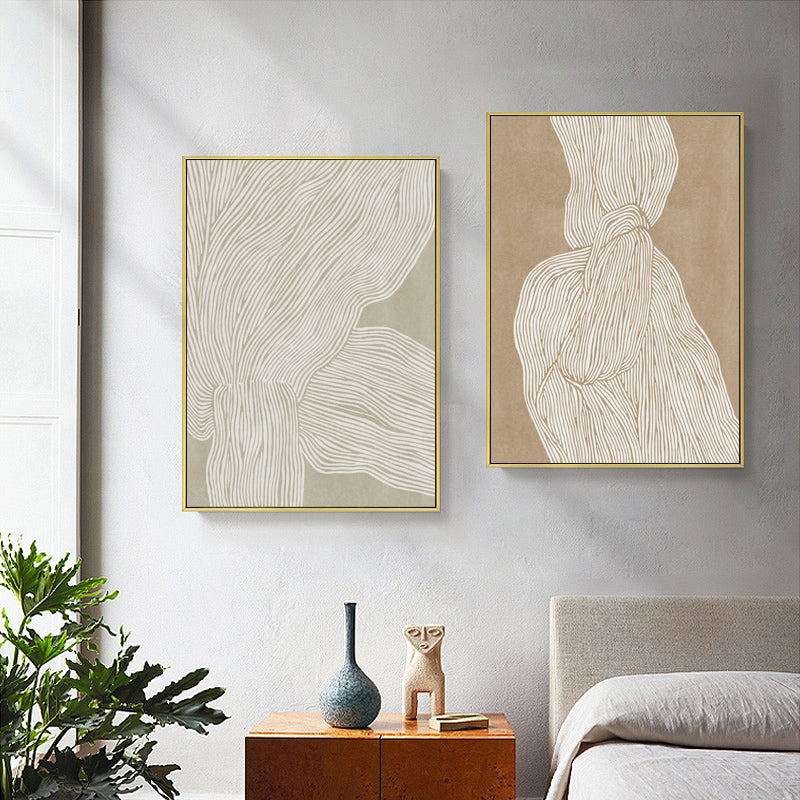 Wall Art 60cmx90cm Abstract Line 2 Sets Gold Frame Canvas