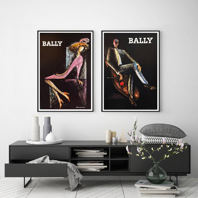 Wall Art 40cmx60cm Bally Man & Woman 2 Sets Black Frame Canvas