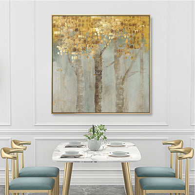 Wall Art 50cmx50cm Golden Leaves 2 Sets Gold Frame Canvas