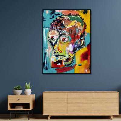 Wall Art 50cmx70cm Pop Art Head Black Frame Canvas