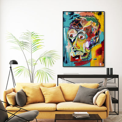 Wall Art 50cmx70cm Pop Art Head Black Frame Canvas