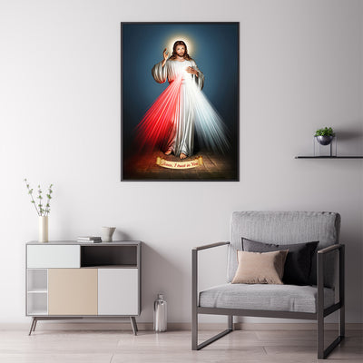 Wall Art 50cmx70cm Jesus Divine Mercy I Trust In You Black Frame Canvas