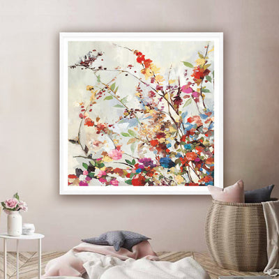 Wall Art 50cmx50cm Coming Spring Square Size White Frame Canvas