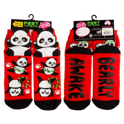 Festive Panda Feet Speak Socks