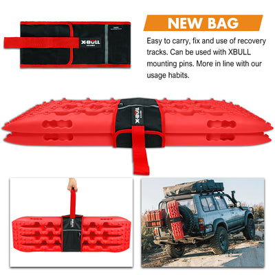 X-BULL 2 Pairs Recovery tracks Sand Mud Snow 4WD / 4x4 ATV Offroad Stronger Gen 3.0 - Red