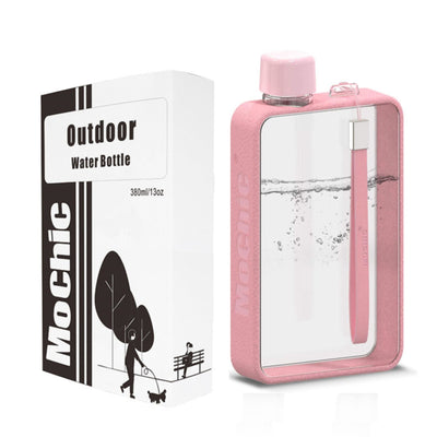 A5 Flat Water Bottle Portable Travel Mug BPA Free Water Bottle (Pink)