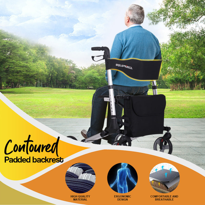 EQUIPMED Rollator Walking Frame Walker Foldable Seat Mobility Aid Aluminium