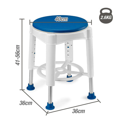 EQUIPMED Adjustable Bath Shower Seat Chair Stool Swivel Rotating Bath Aid