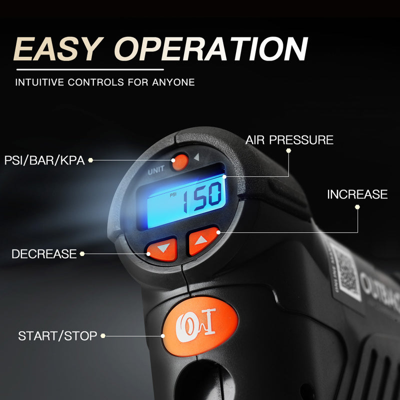 OUTBAC Portable Air Compressor Digital Hawk Cordless Car Pump Tyre Inflator Pro 12V