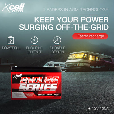 X-CELL AGM Deep Cycle Battery 12V 135Ah Portable Sealed SLA Camping Solar Marine