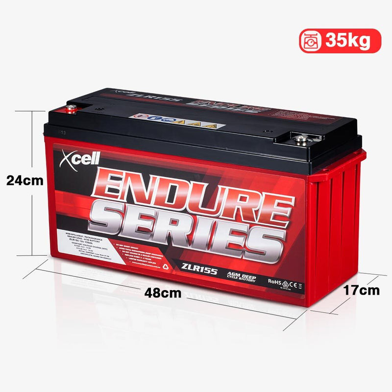 X-CELL AGM Deep Cycle Battery 12V 155Ah Portable Sealed SLA Camping Solar Marine